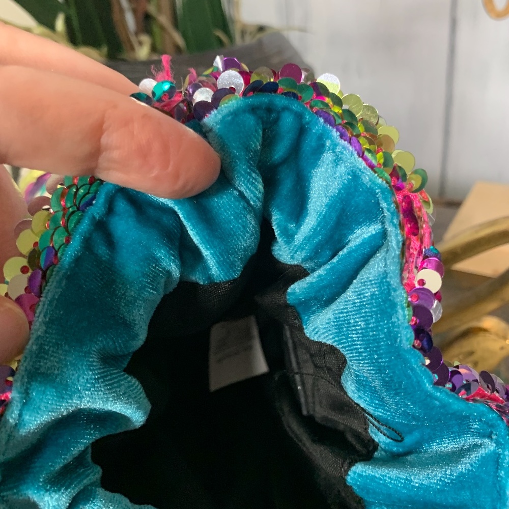 Missguided Multicolor Chain Bucket Sequins Bag EUC - Picture 6 of 13